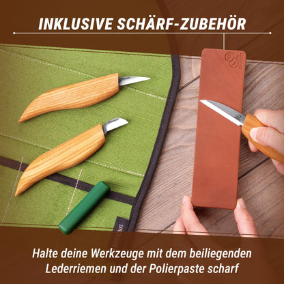 BeaverCraft Holzschnitzmesser-Set S15 – Schnitzset für Anfänger