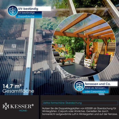 KESSER Polycarbonat Hohlkammerstegplatten 4mm – 14x 70x150cm