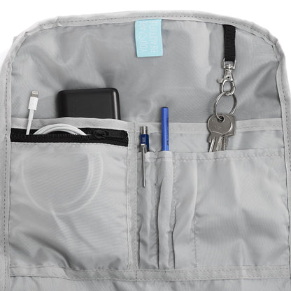 Ela Mo Rolltop Rucksack Damen mit Laptopfach, Lightgrey Orange Pop
