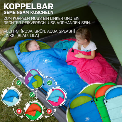 NORDBÄR Kinderschlafsack Mumienschlafsack bis 145 cm Körpergrösse