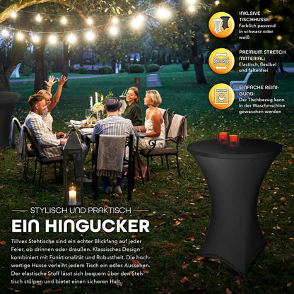 tillvex® Gastro Stehtisch klappbar Ø80cm mit Husse – rund