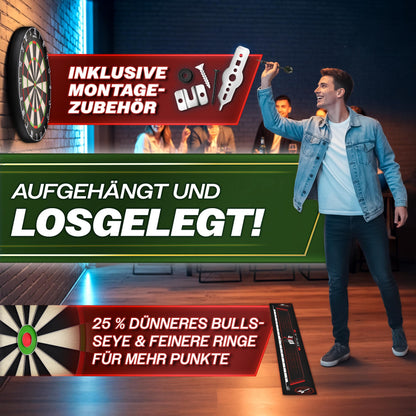 RE:SPORT Sisal Dartscheibe XXL Set mit 9 Profi-Steeldartpfeilen
