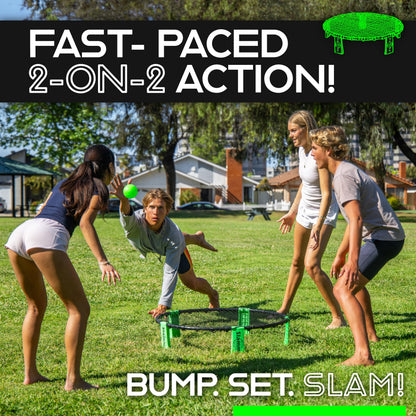 GoSports Slammo Roundnet Spielset mit 3 Bällen und Tragetasche, Grün