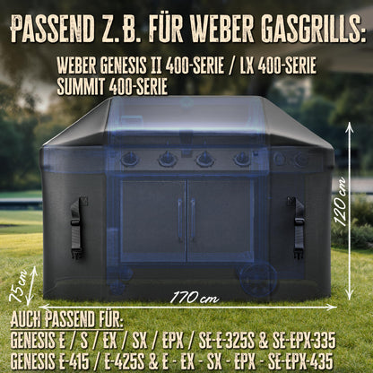 AMZBBQ Grillabdeckung für Gasgrill, wetterfest, 170 x 120 x 75 cm