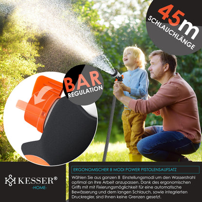 KESSER flexibler Gartenschlauch 45 m mit Sprühpistole, Anthrazit
