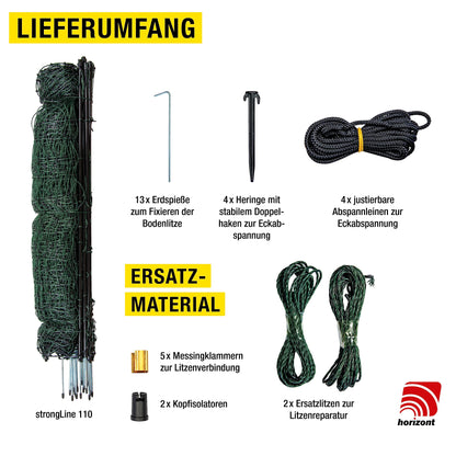 horizont strongLine Hundezaun 25m/110cm – Mobil, ohne Strom