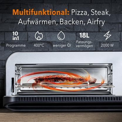 BAUMFELD PizzaAirfryer400 Multifunktionsofen 400°C - Schwarz