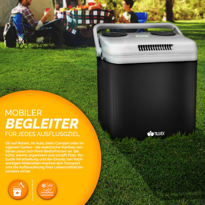 tillvex Kühl- & Wärmebox 32L – 230V/12V für Auto/Camping, Anthrazit