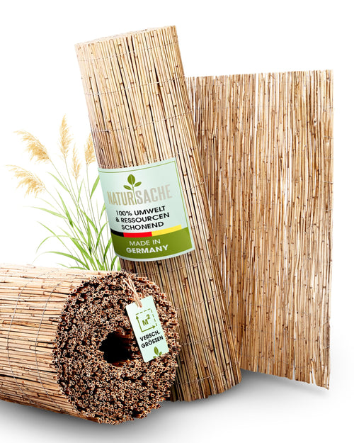 Natursache Schilfrohrmatte Sichtschutz 1 x 6 m für Balkon und Garten aus natürlichem Schilf mit verzinktem Draht