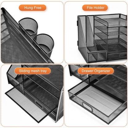 Marbrasse Schreibtisch Organizer mit Briefablage, 5 Ebenen, schwarz