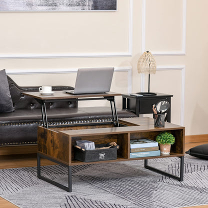 HOMCOM Wohnzimmer-Couchtisch Höhenverstellbar – Braun