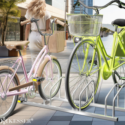 KESSER Fahrradständer für 6 Fahrräder, Boden-/Wandmontage, Silber
