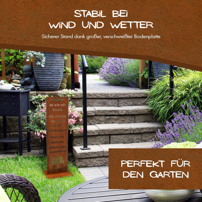 Rostikal Gartenschild Familie – Edelrost Metallschild, 55 cm hoch