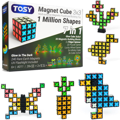 TOSY Magnet Cube 3x3 – 6-in-1 Magnetwürfel und Fidget-Spinner aus 30 magnetischen Bausteinen