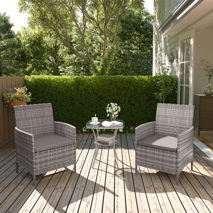 UDPATIO Gartenmöbel Set 3-teilig Polyrattan Lounge Balkon grau