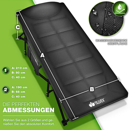 tillvex Campingbett klappbar, Feldbett mit Tragetasche bis 200 kg