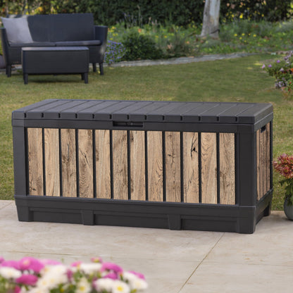 Koll Living Gartenbox Kentwood 350 Liter, Holzoptik Pinie, Sitzbank
