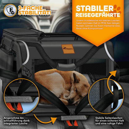TRESKO Hundebox faltbar M, Transportbox für Hunde und Katzen, schwarz