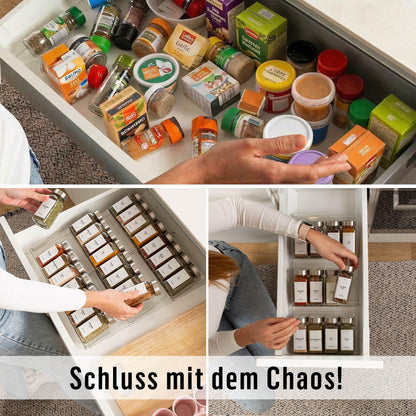 Deco haus Gewürzregal Schublade mit 24 Gewürzgläsern und Etiketten