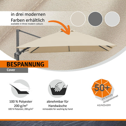 Schneider Sonnenschirm Rhodos Twist 300 x 300 cm natur