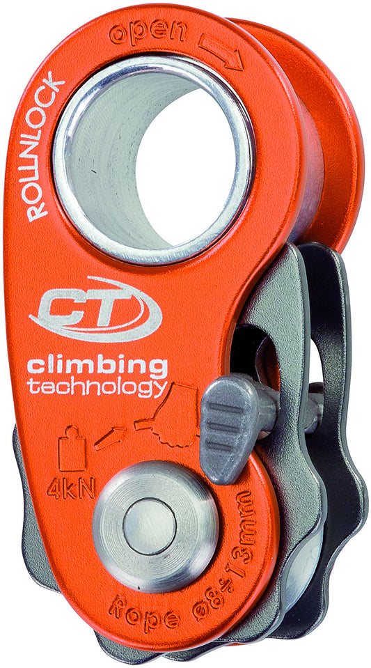 Climbing Technology Rollnlock Rolle Seilklemme – Lobster: Kompakte, rot-graue Gerätekombination aus Rolle und Seilklemme für Flaschenzüge, Sicherung und Seilaufstieg.