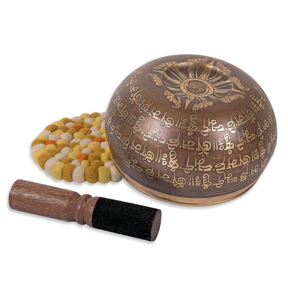 aumondo Tibetische Klangschale Set 15 cm, 800 g mit Klöppel und Kissen