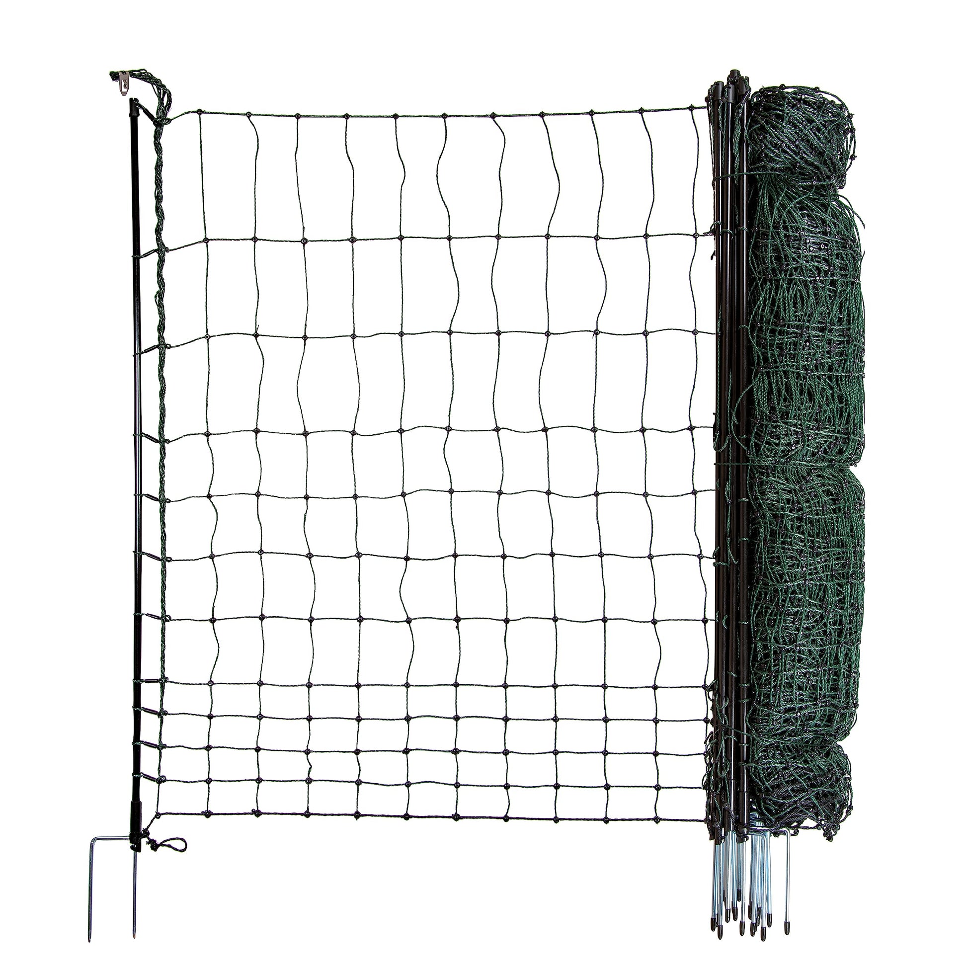 horizont strongLine Hundezaun 25m/110cm – Mobil, ohne Strom. Schwarzer Zaun mit Pfählen u. Litzen zur sicheren Hunde-Einzäunung.