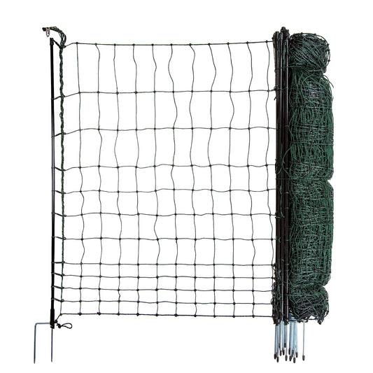 horizont strongLine Hundezaun 25m/110cm – Mobil, ohne Strom. Schwarzer Zaun mit Pfählen u. Litzen zur sicheren Hunde-Einzäunung.