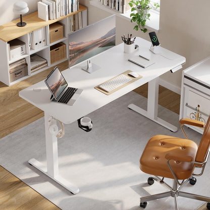 VFU Elektrischer Steh-Sitz Schreibtisch 140x60 USB-C Weiss Pro