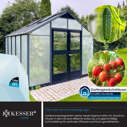 KESSER Polycarbonat Doppelstegplatten 4mm – 14 Stk. 10.25m² (60.5x121)
