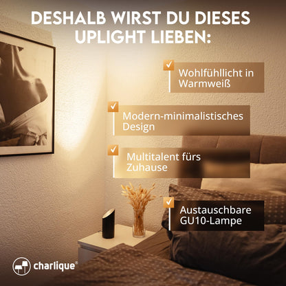 charlique® LED Uplight Spot Bodenstrahler - 2er Set Schwarz GU10