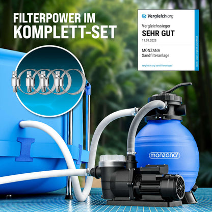 MONZANA Sandfilteranlage SF96K Poolfilter 9600 l/h selbstansaugend