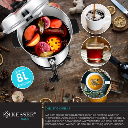 KESSER® Glühweinkessel 8L Edelstahl - Inkl. 10 Becher