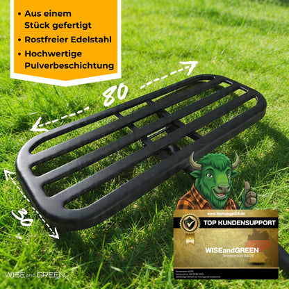 WISEandGREEN Rasenrakel Edelstahl Nivellierrechen 80x30 cm mit Stiel
