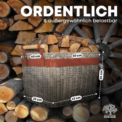 OAKAGE Kaminholzkorb Brennholzkorb - Weide Gross