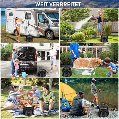Spopal Campingdusche Set, 20L Falteimer, 6000 mAh Akku, 2m Schlauch