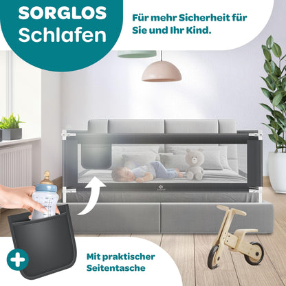 KESSER Bettschutzgitter 200 cm Rausfallschutz, klappbar, Dunkelgrau