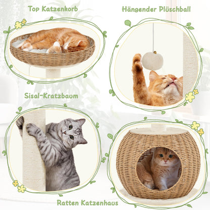 Yaheetech Katzenkratzbaum 75 cm Beige – für grosse Katzen