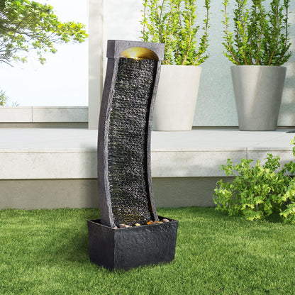 Peaktop Gartenbrunnen RJ-19048-EU mit Wasserfall und LED, 98 cm