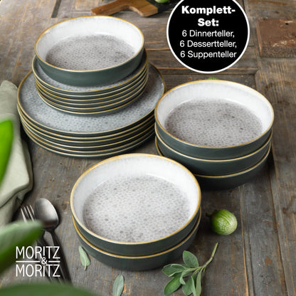 Moritz & Moritz TERRA 18-tlg Geschirrset grau Porzellan