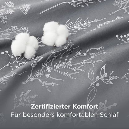 BEDSURE Bettwäsche Set 4teilig, Baumwolle Grau, 135x200 cm