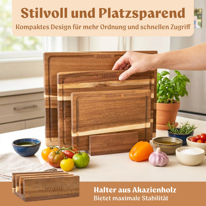 EDELHAUS Schneidebrett Set Akazienholz 3-teilig mit Saftrille