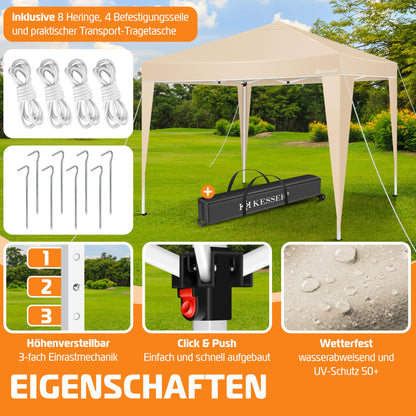KESSER Pop-Up Faltpavillon 3x3m Gartenpavillon – Beige