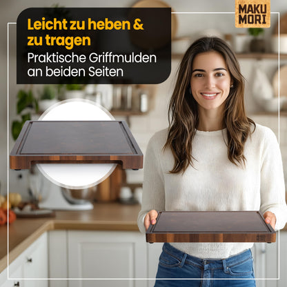 MAKUMORI Schneidebrett Stirnholz Akazie karbonisiert 40x29x3cm
