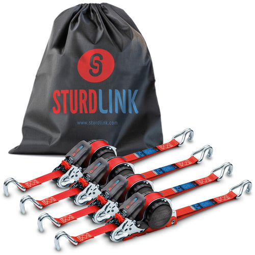 Automatik Spanngurt 5m 25mm – Selbstaufrollend 4er Set J-Haken