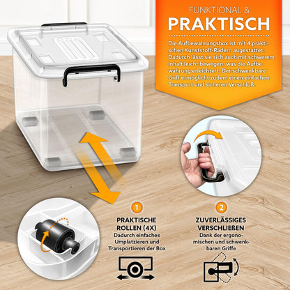 tillvex Aufbewahrungsboxen Set mit Deckel – 4er, 62L, lebensmittelecht