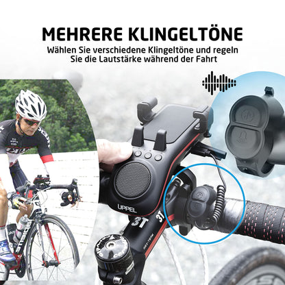 UPPEL Fahrrad Handyhalterung mit Bluetooth Lautsprecher und Powerbank