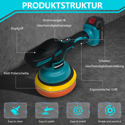 bycpower Orbital Poliermaschine Auto Set 6 Zoll – Makita 18V Ohne Akku