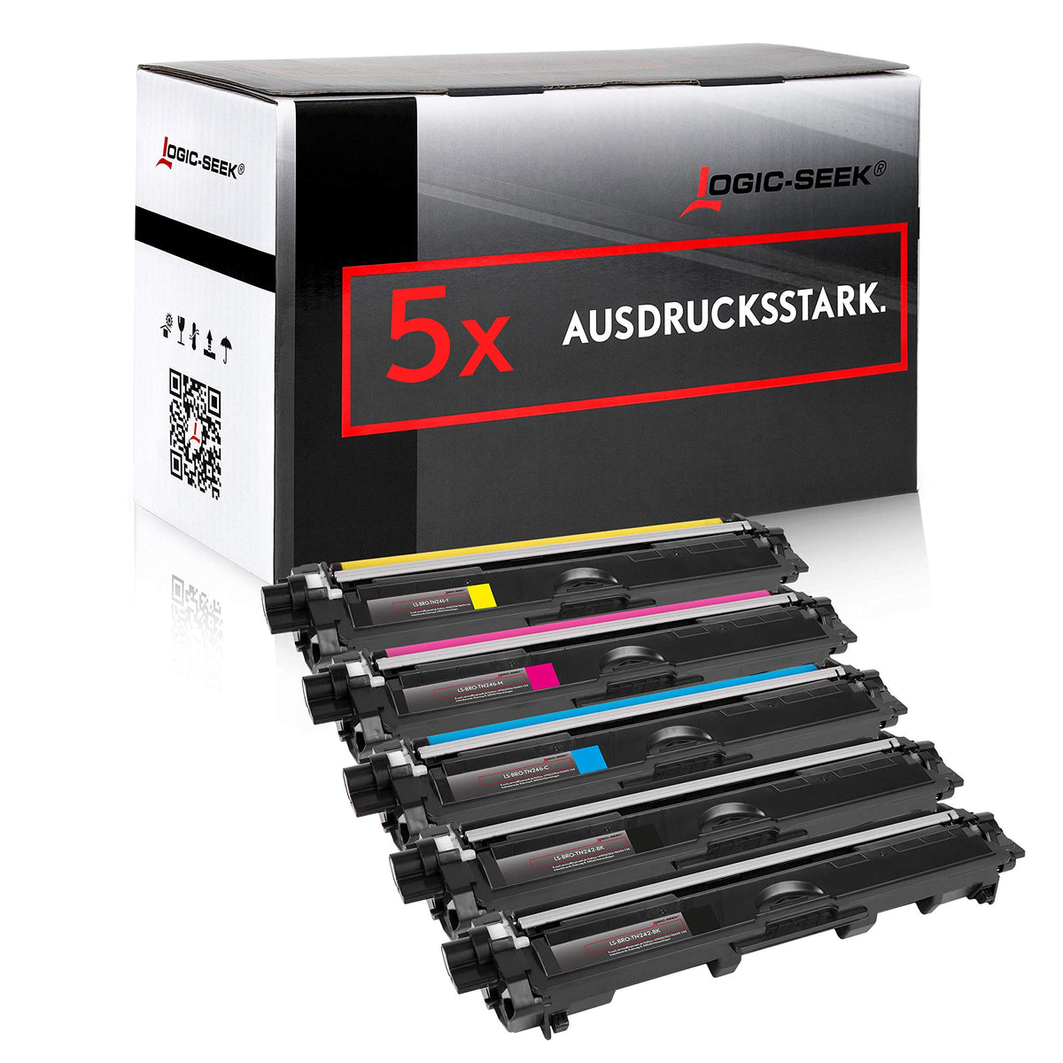 Logic-Seek Toner Set 5er-Pack kompatibel für Brother TN-242 TN-246, schwarz und farbig