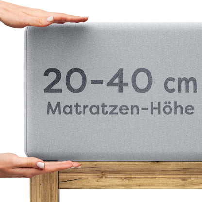 Wolkenfeld Spannbettlaken Frida 200x220–220x240 cm Jersey hellgrau – Baumwoll-Jersey mit Rundumgummizug